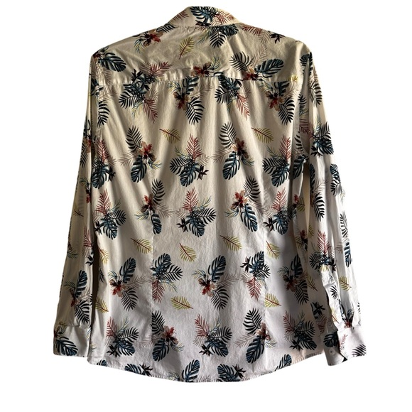 Barabas Shirt Mens Medium White with Leaf Pattern Button Down Long Sleeve - Picture 9 of 9